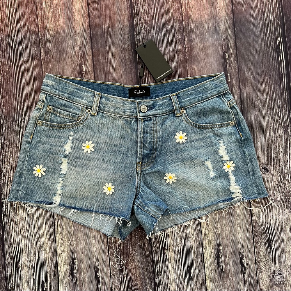 Rails Jesse Vintage Daisy Distressed Frayed Hem Jean Denim Shorts